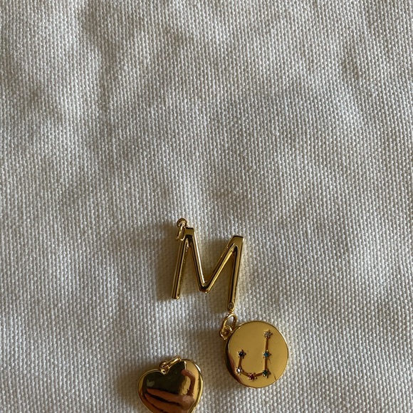 Pendants Small mini heart; zodiac (cancer)constellation charm ; letter (M) charm - Picture 2 of 3